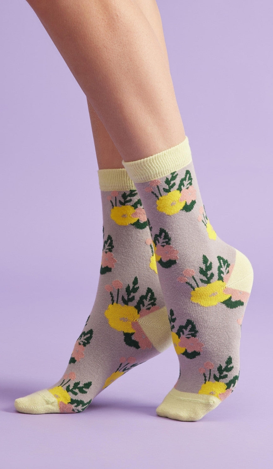 FLOWERY PATTERN LIME - Cotton socks