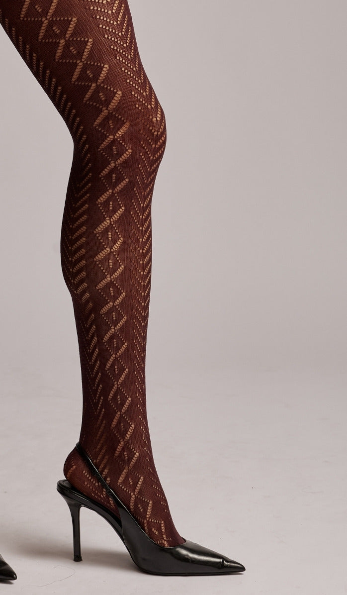 Pointelle Tights - Wine - Detail