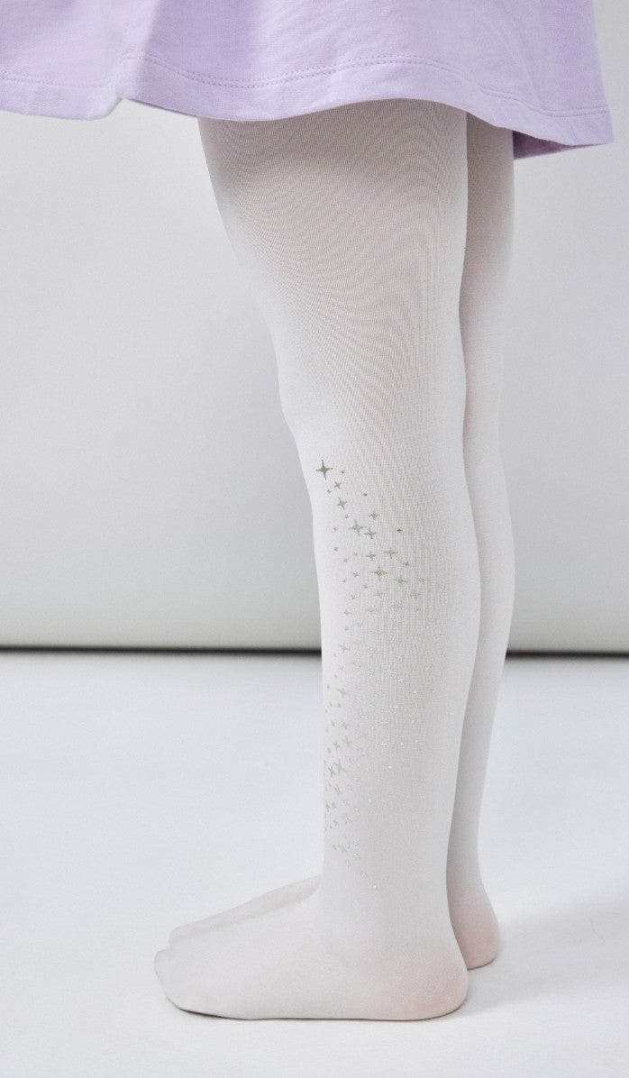 Girls' Opaque Tights - Glitter Cream