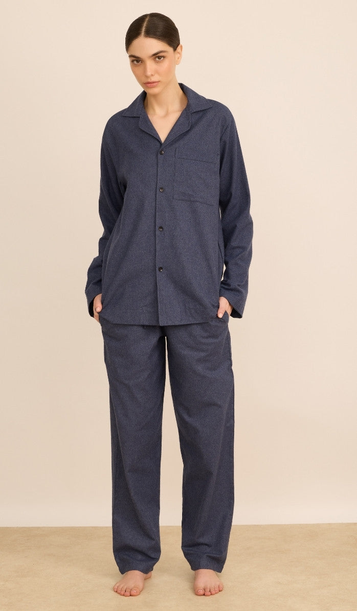 Flannel Button-Up Set - James Denim Blue