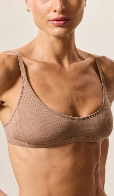 Refined Basic V-Neck Bra - Rib Modal Choco