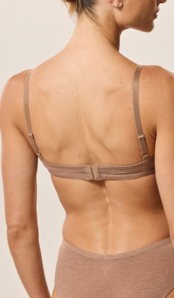 Refined Basic V-Neck Bra - Rib Modal Choco