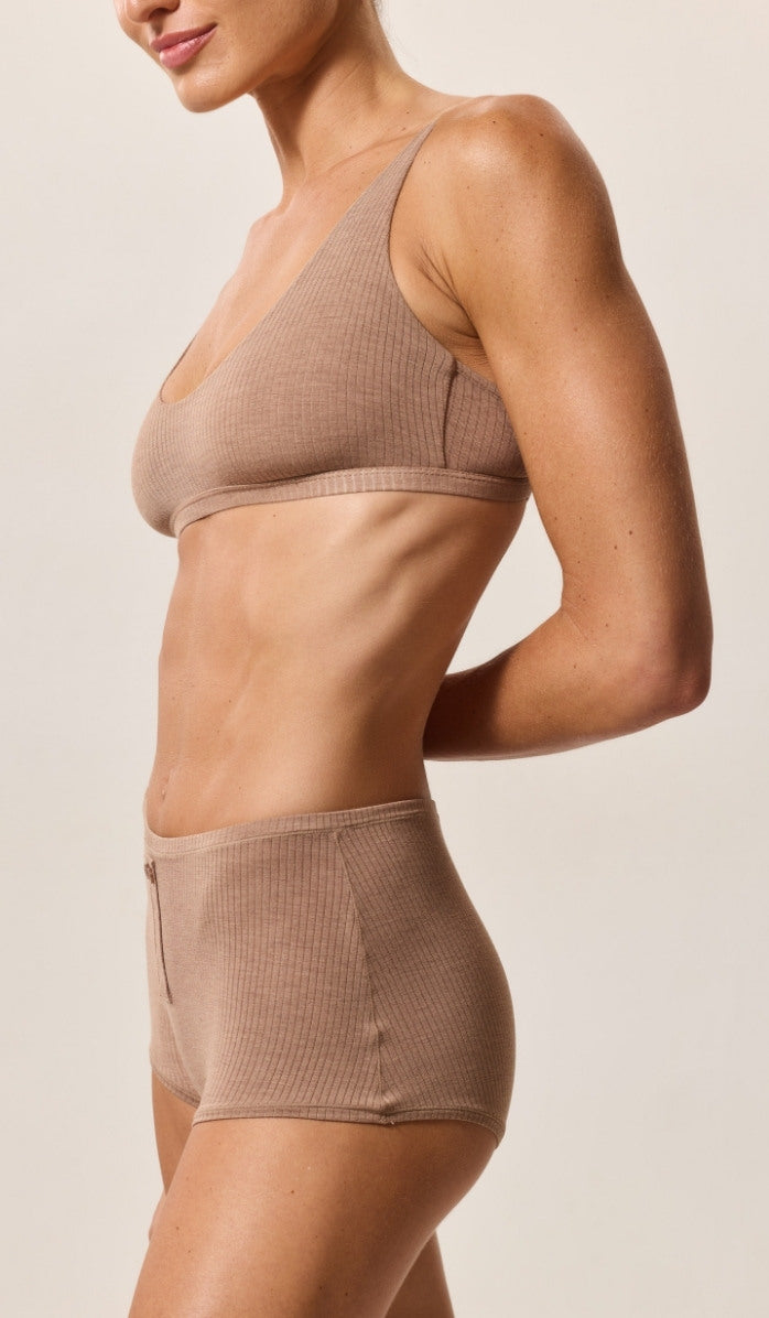 Bra with Round Neckline - Rib Modal Choco
