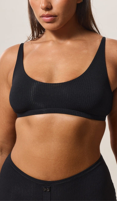 Bra with Round Neckline - Rib Modal Black