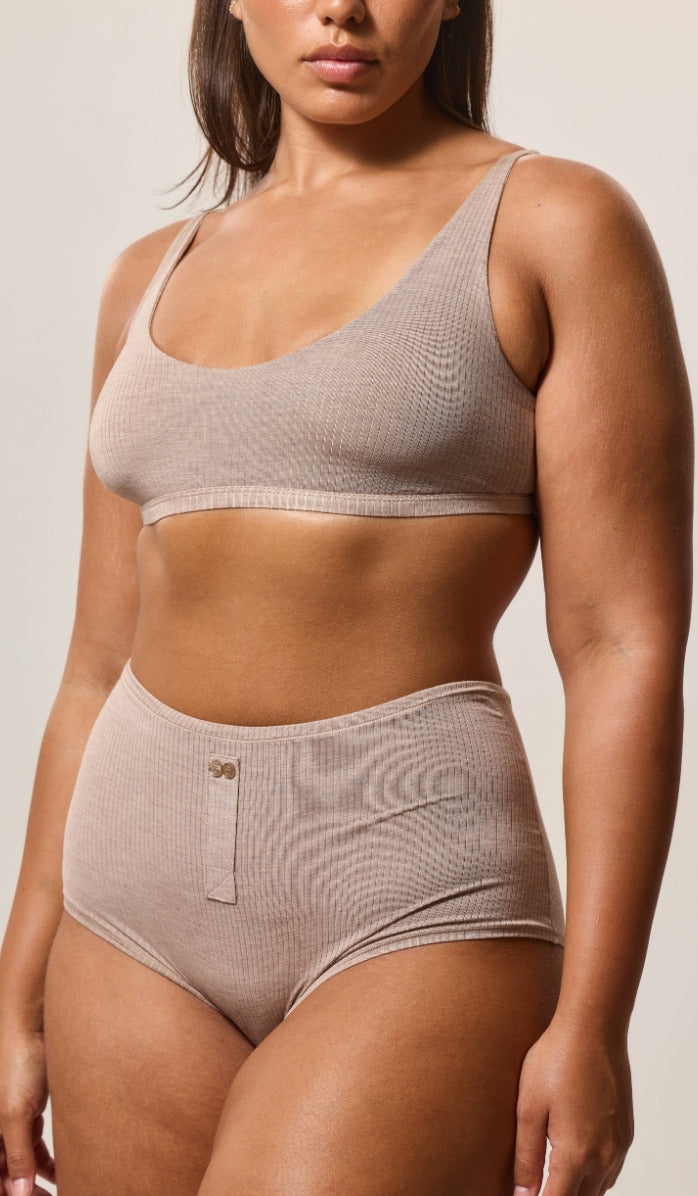 Boxer-Style Boy Shorts - Rib Modal Mocha