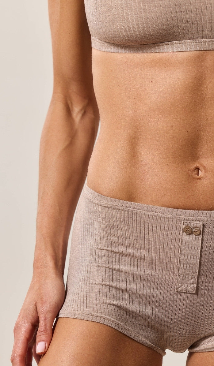 Boxer-Style Boy Shorts - Rib Modal Mocha