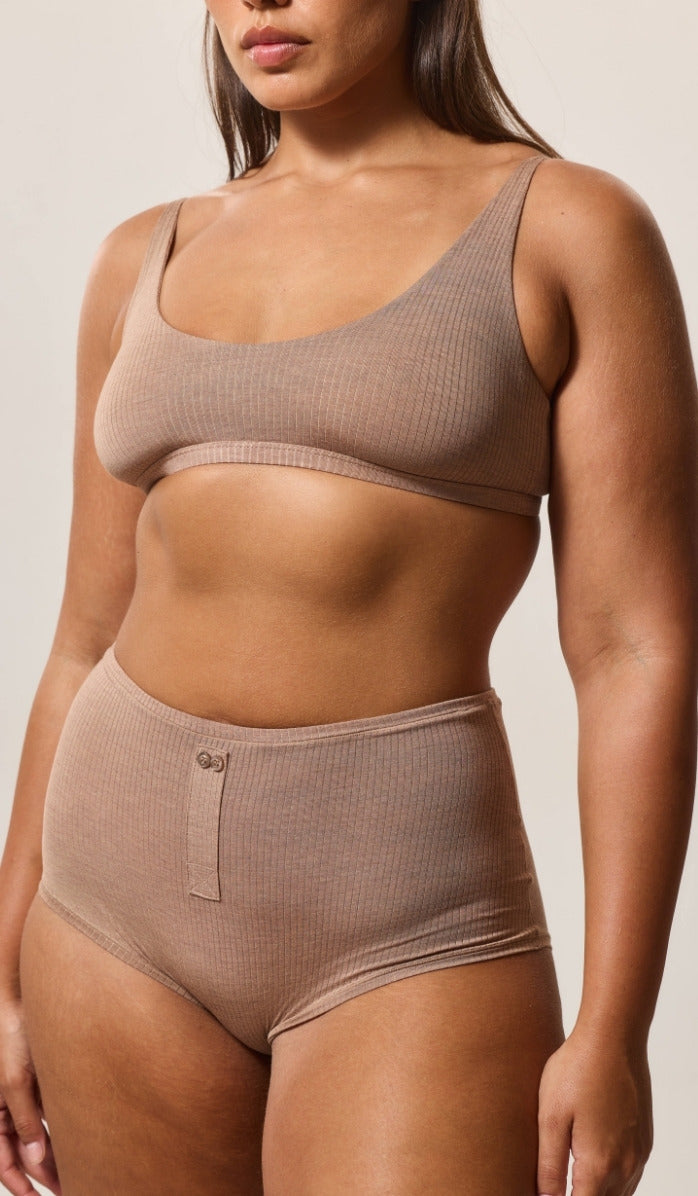 Boxer-Style Boy Shorts - Rib Modal Choco