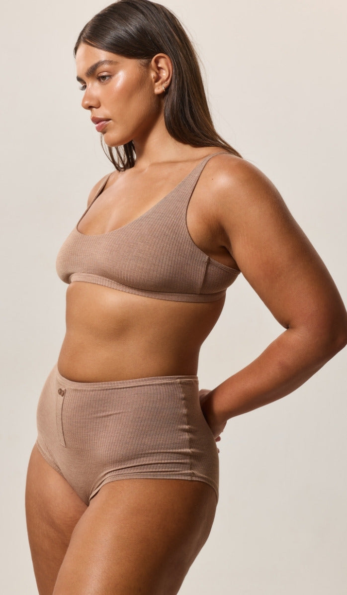 Boxer-Style Boy Shorts - Rib Modal Choco
