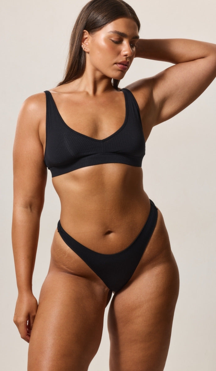 Thong - Rib Modal Black