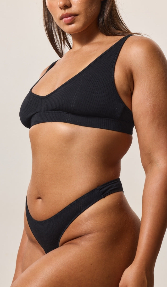 Thong - Rib Modal Black