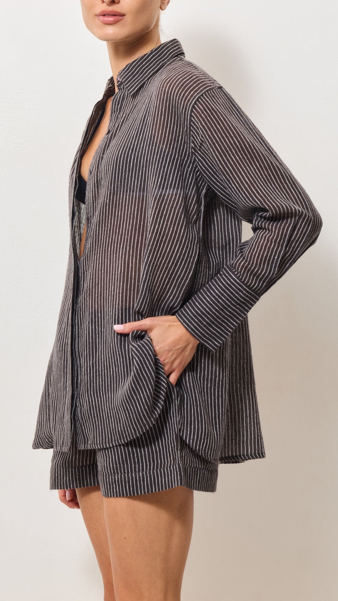 Oversized Cotton Shirt - Espresso