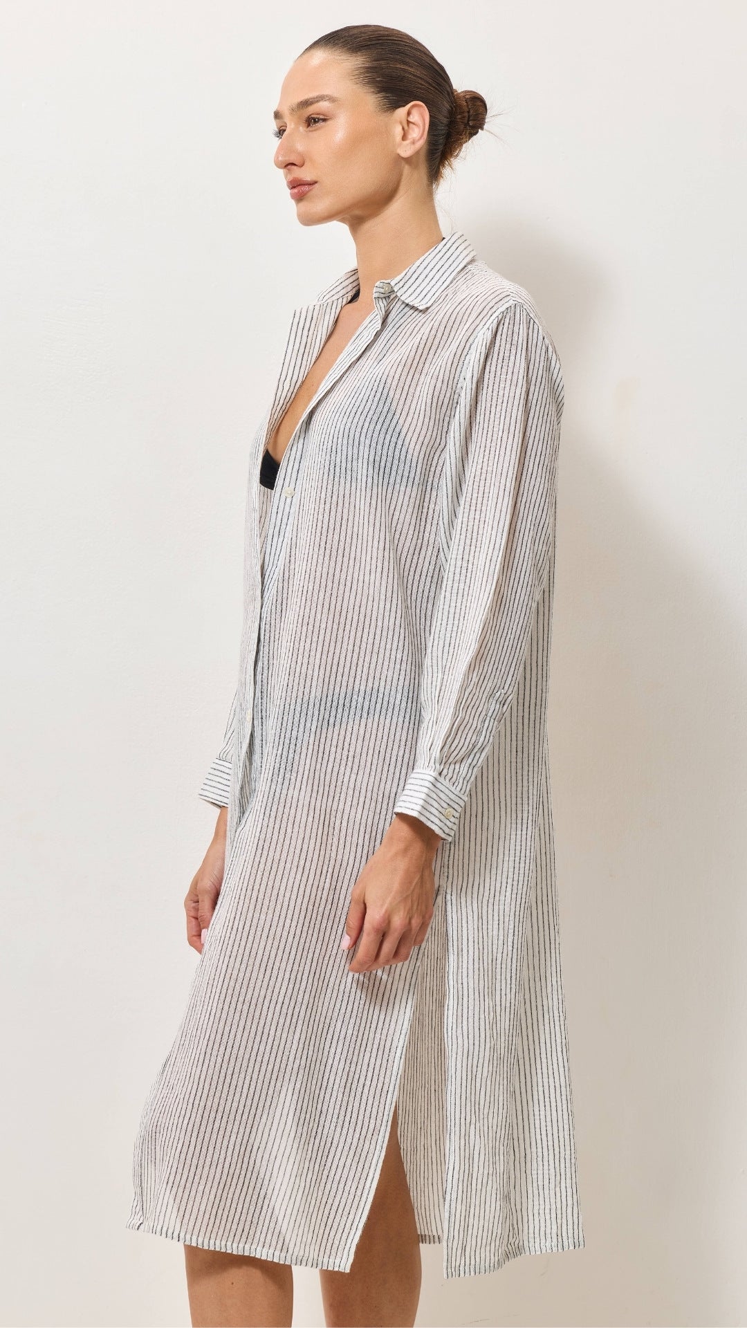 Airy Cotton Shirt Dress - Graphite