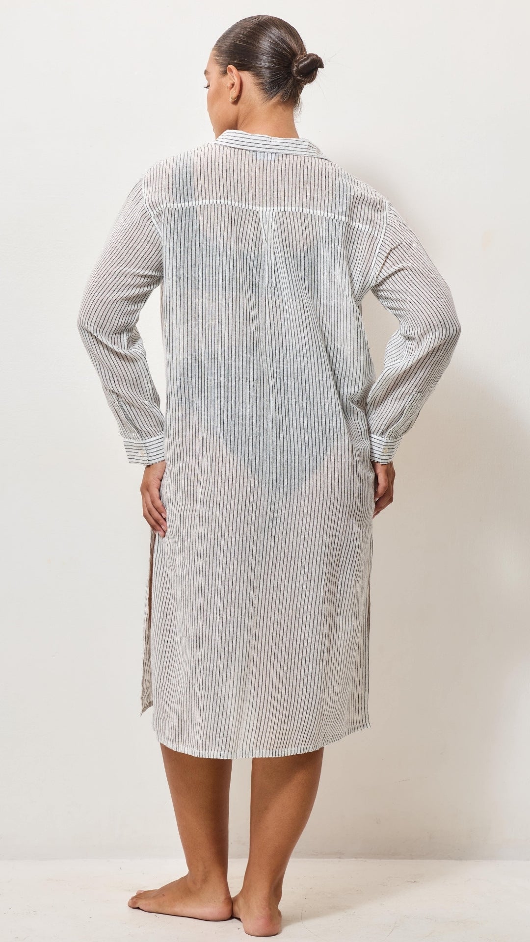 Airy Cotton Shirt Dress - Graphite