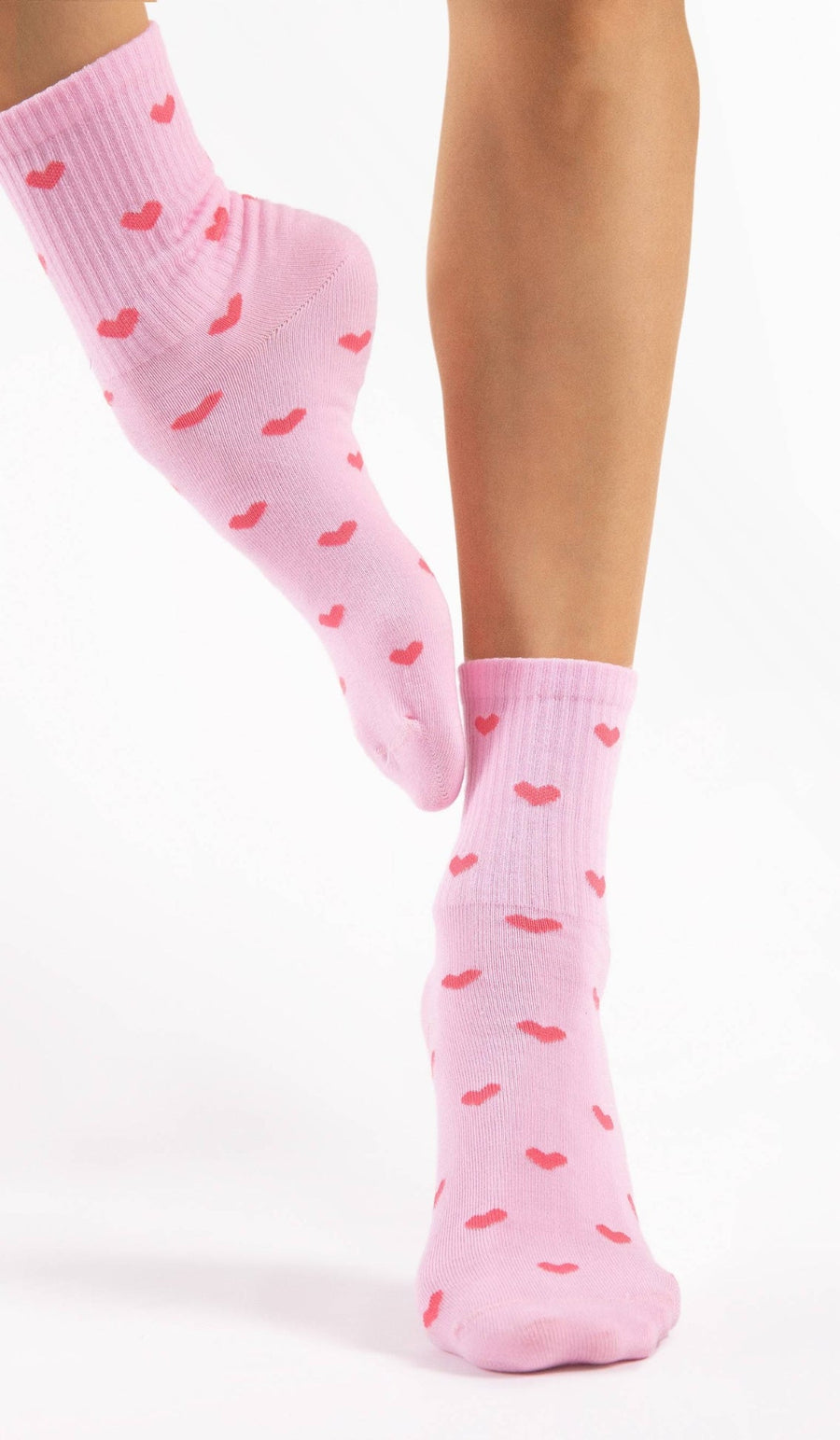 WOMEN'S COTTON SOCKS - HEARTS PINK