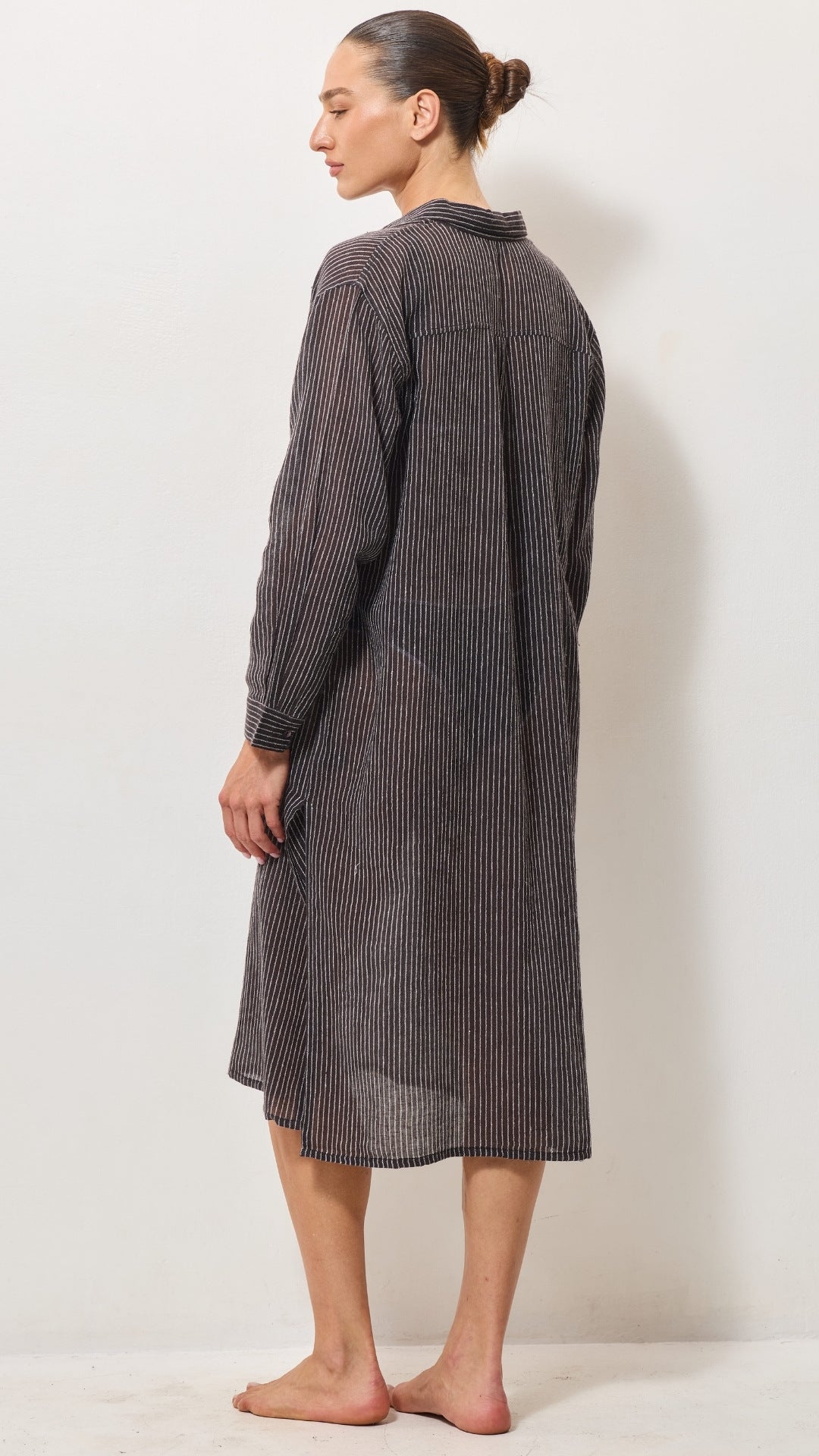 Airy Cotton Shirt Dress - Espresso