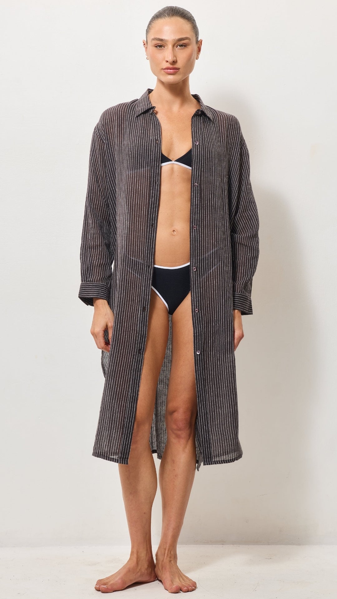 Airy Cotton Shirt Dress - Espresso