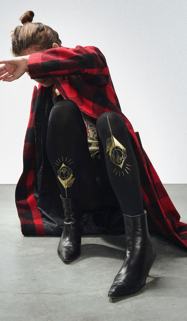 Women's Opaque Tights - The Name of the Rose Black