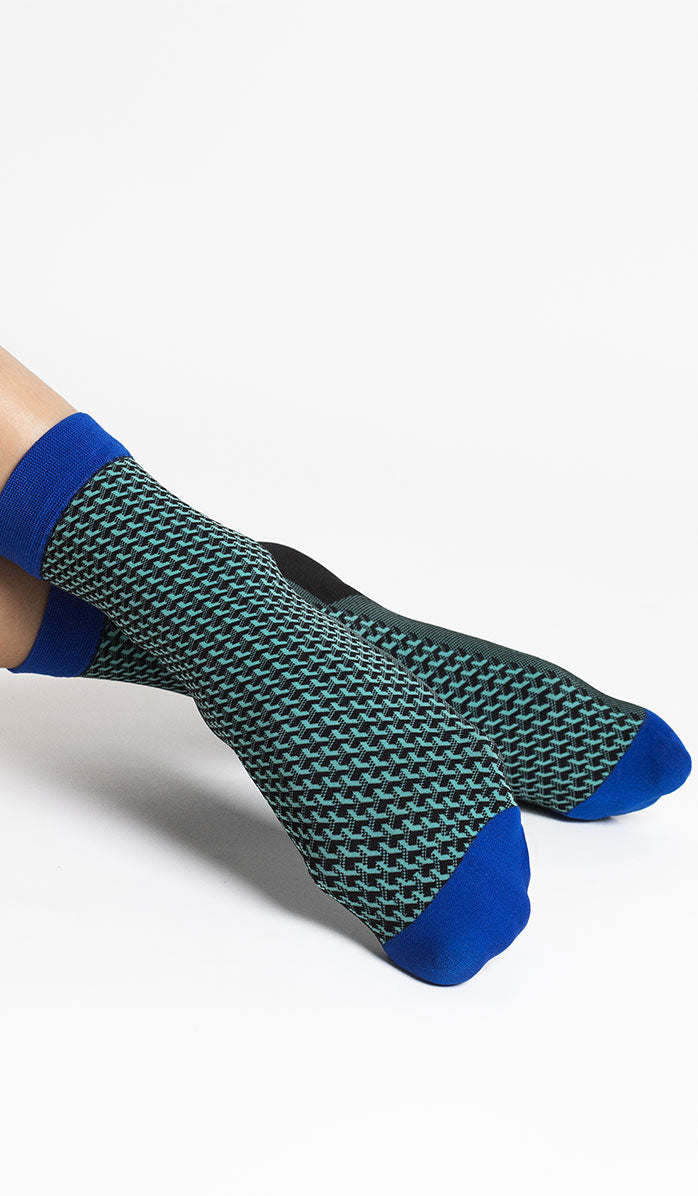 Nylon Socks - Op Art Green