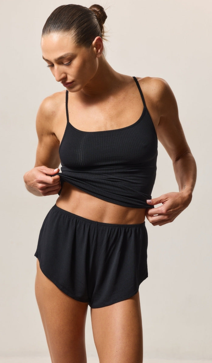 Relaxed Fit Boy Shorts - Rib Modal Black