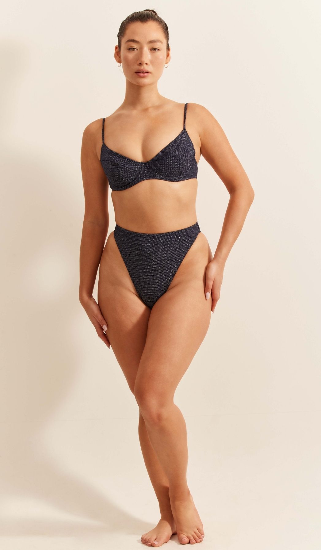 Simone Bikini Bottom - Navy Lurex