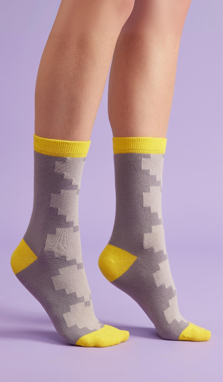 PIXEL FRONT GRAY - Cotton socks