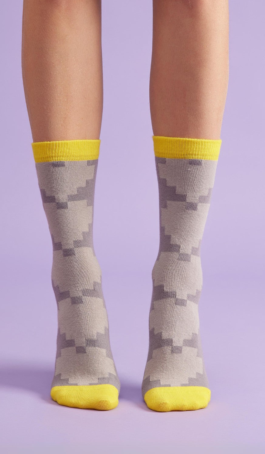 PIXEL FRONT GRAY - Cotton socks