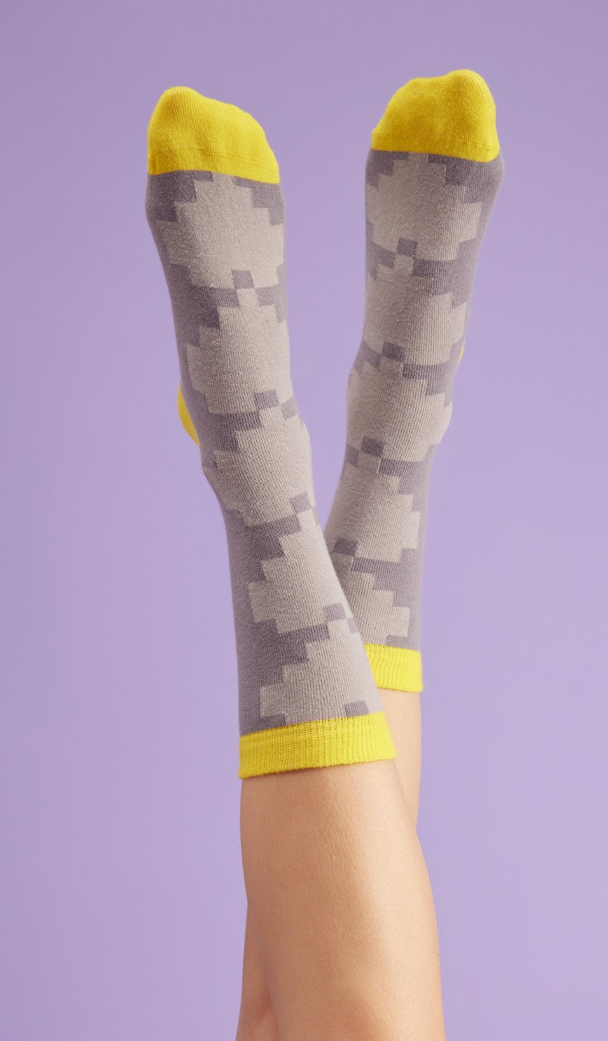 PIXEL FRONT GRAY - Cotton socks