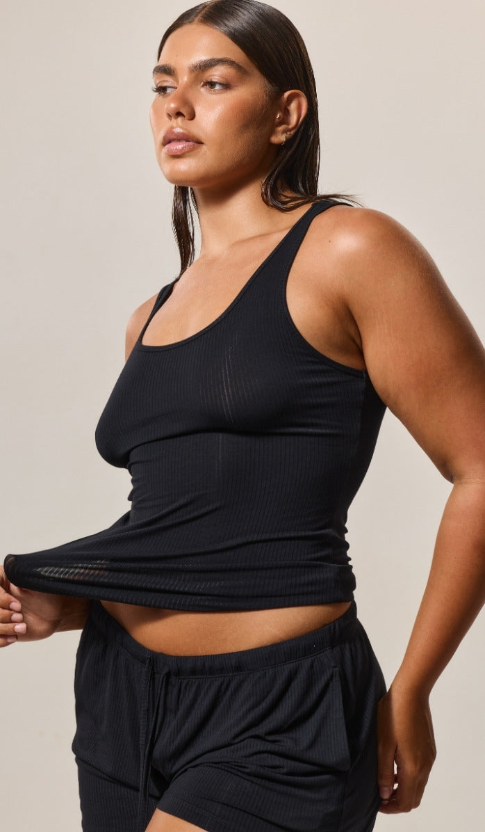 Classic Fit Tank Top - Rib Modal Black