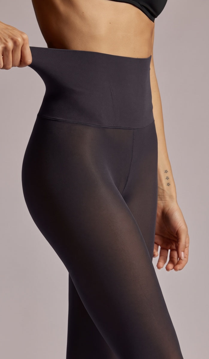 55 Denier Elastic Waist Tights - Dark Gray