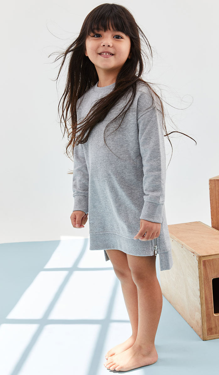 Girls' Sweatshirt Dress - Daria - Heather Gray