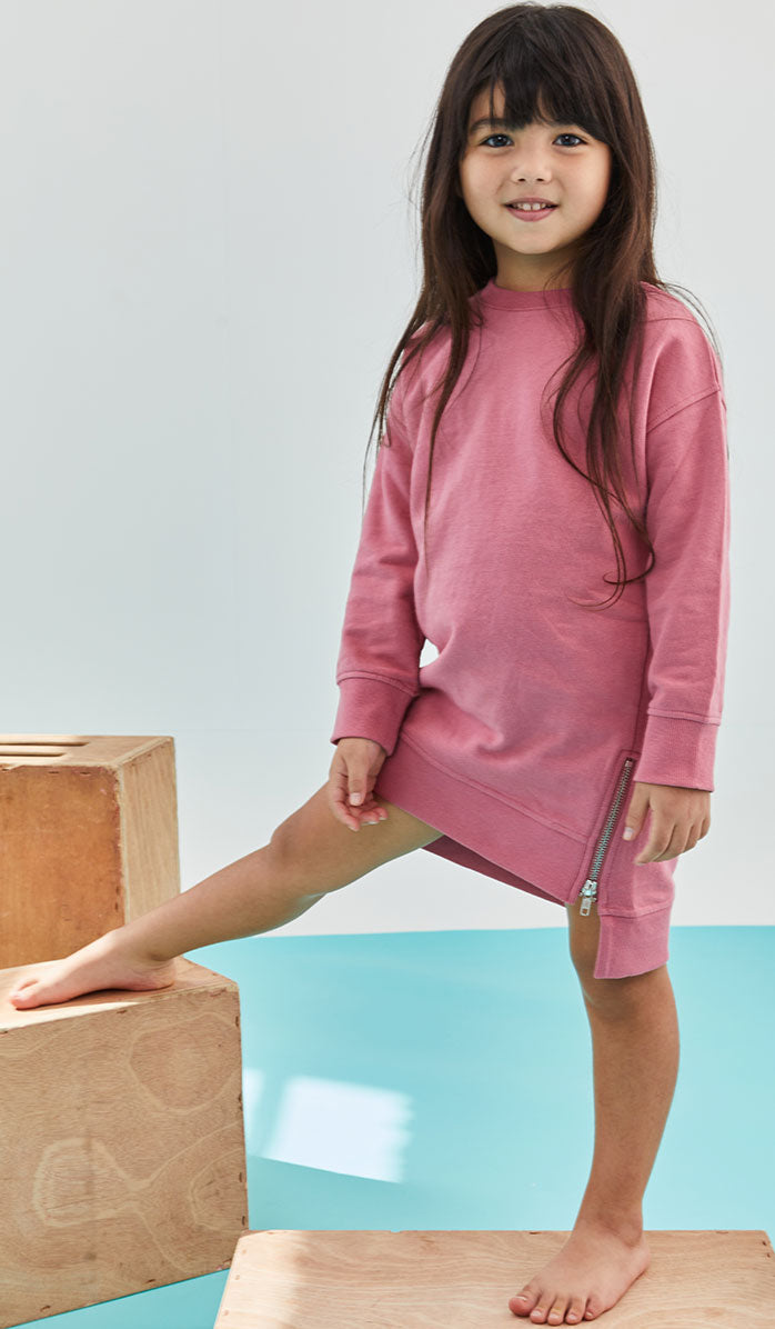 Girls' Sweatshirt Dress - Daria - Dusty Pink (4)