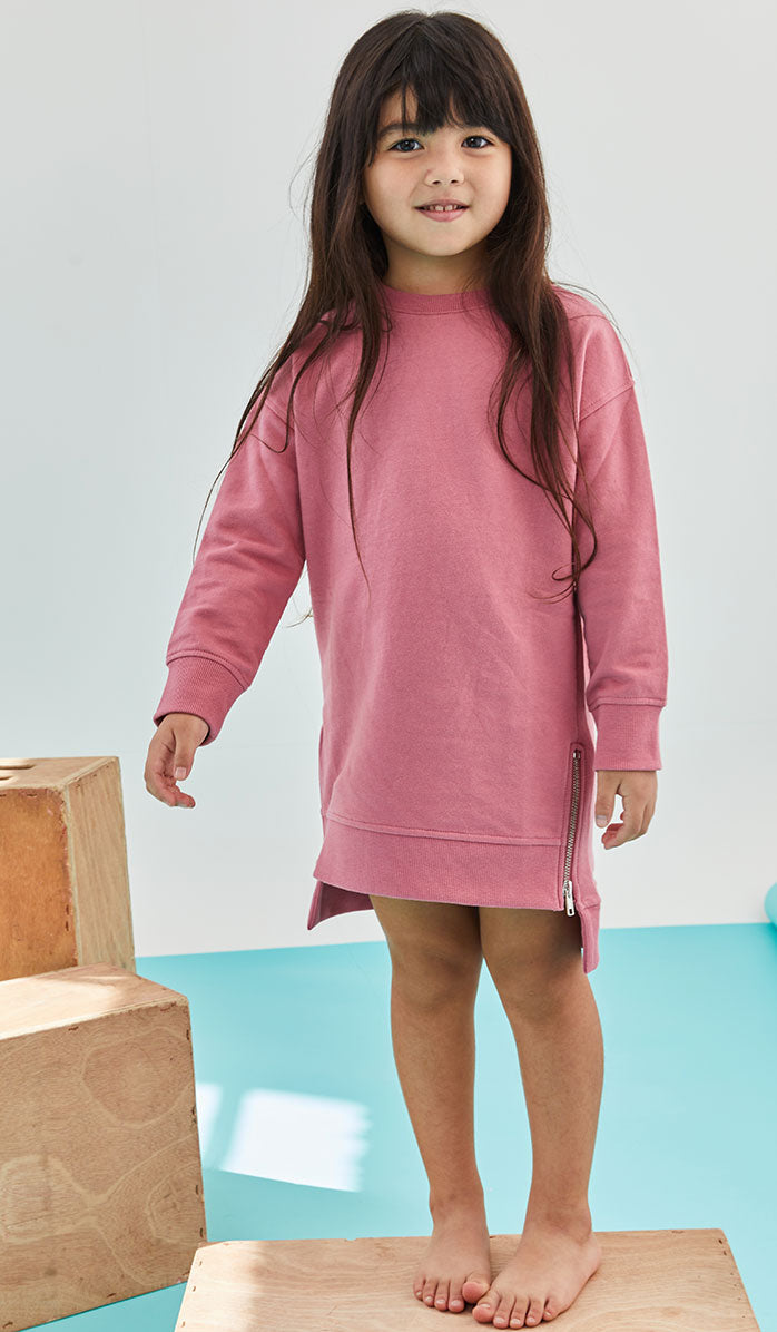 Girls' Sweatshirt Dress - Daria - Dusty Pink