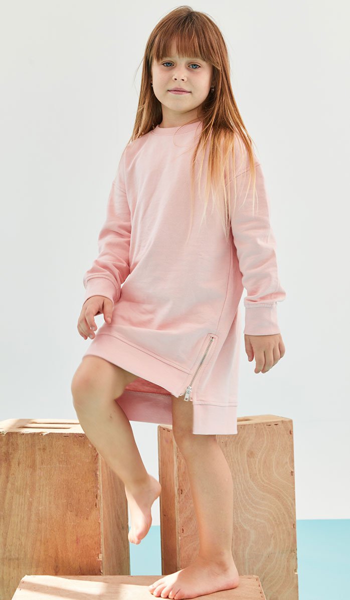 Girls' Sweatshirt Dress - Daria - Light Pink (4)