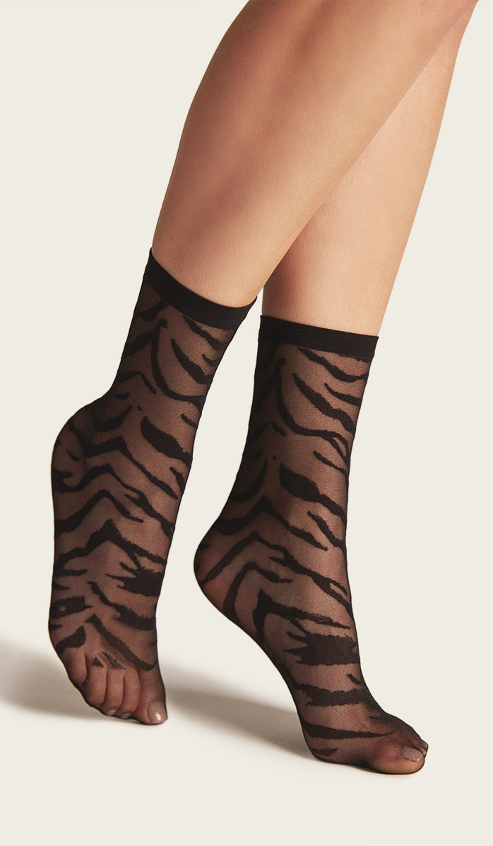 Nylon Socks - Zebra Black