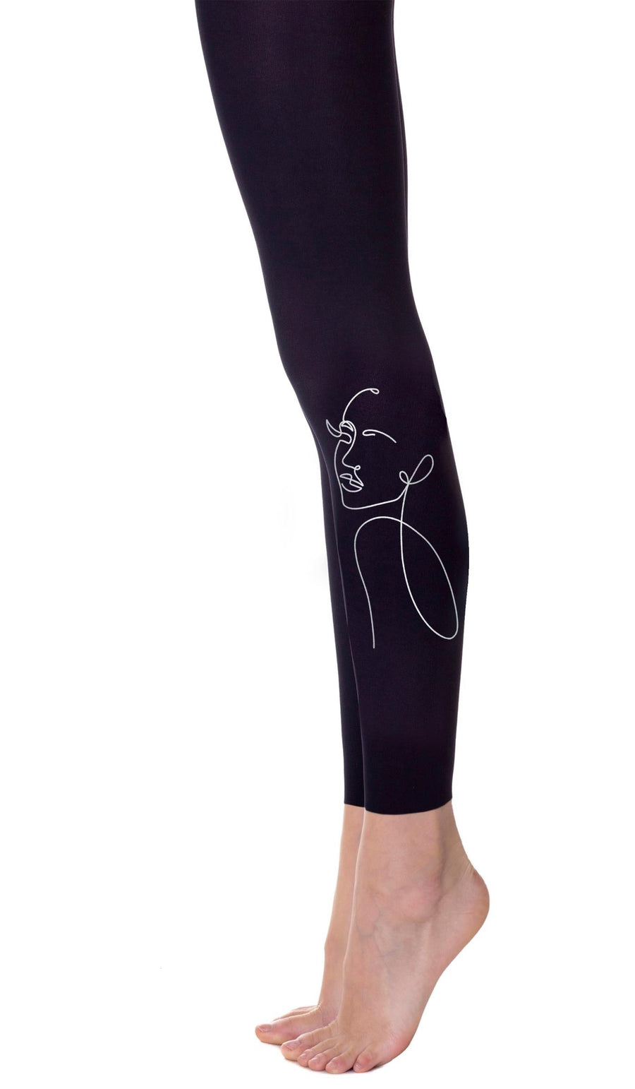 גרביון בצבע שחור ללא כף רגל עם הדפס סילואט