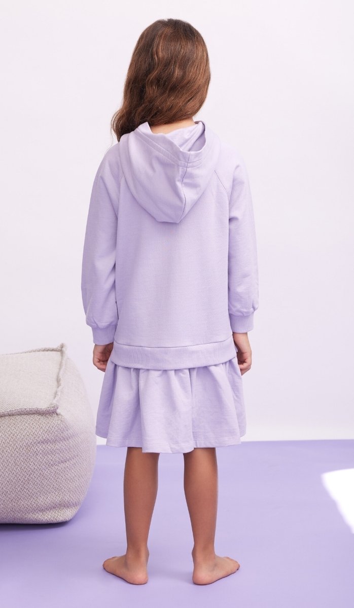 HOODIE FOOTER DRESS WITH DEMI SKIRT - Lilach