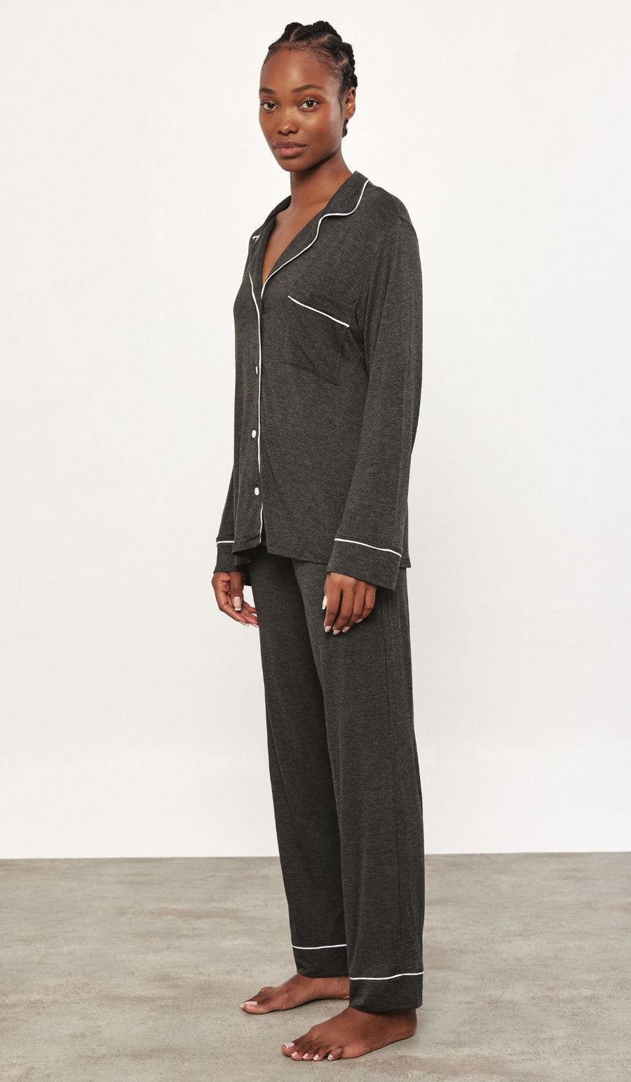 DIANNE Dark Grey - Button down PJ Set