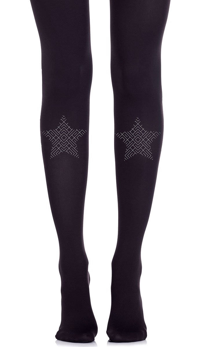 women black tights with  silver stars print